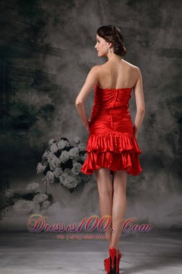 Red Column Cocktail Dress Bow Ruch Mini