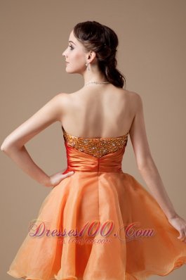 Orange Red Beaded Bodice A-line Prom Dress