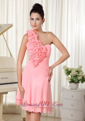 Flowers Besiged One Shoulder and Bust Homecoming Dress