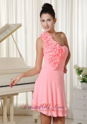 Flowers Besiged One Shoulder and Bust Homecoming Dress