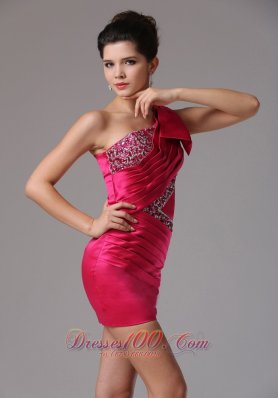 One Shoulder Ruched Bodice Prom Cocktail Dress