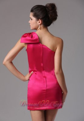 One Shoulder Ruched Bodice Prom Cocktail Dress