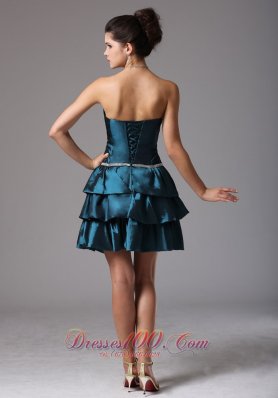 Ruffled Layeres Prom Cocktail Dress With Bow