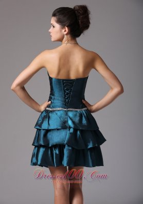 Ruffled Layeres Prom Cocktail Dress With Bow