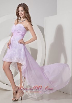 Light Lilac Princess Mini High-low Prom Dress