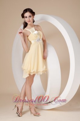 Empire A-line Prom Dress Beading Mini-length