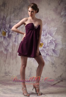 Beaded V-neck Dark Purple Prom / Cocktail Dress