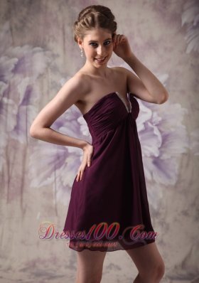 Beaded V-neck Dark Purple Prom / Cocktail Dress