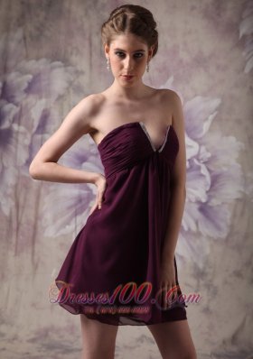 Beaded V-neck Dark Purple Prom / Cocktail Dress