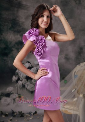 One Shoulder Mother Bride Dress Flowers Mini