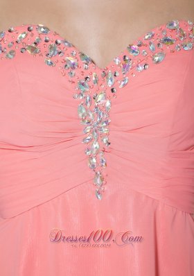 Empire High-low Prom / Celebrity Dress Beading Ruch