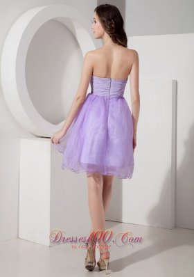 Princess Homecoming Dress Beading Mini Bow Lilac