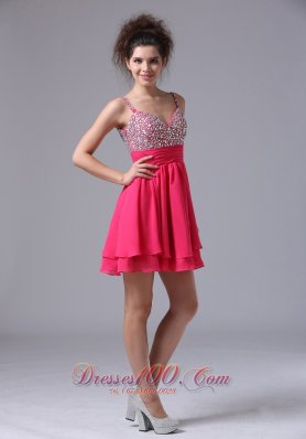 Beading Straps A-Line Cocktail Short Prom Dress