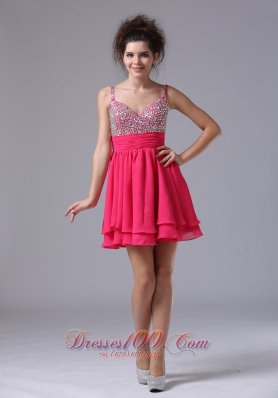 Beading Straps A-Line Cocktail Short Prom Dress