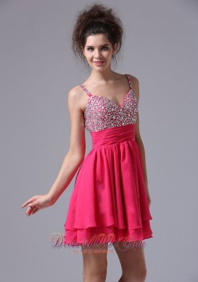 Beading Straps A-Line Cocktail Short Prom Dress