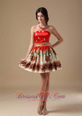 Multi-color A-line Mini Floral Printing Prom Holiday Dress