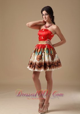 Multi-color A-line Mini Floral Printing Prom Holiday Dress