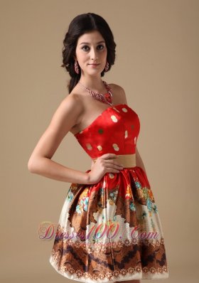 Multi-color A-line Mini Floral Printing Prom Holiday Dress