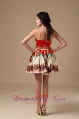 Multi-color A-line Mini Floral Printing Prom Holiday Dress