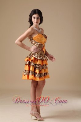 Multi-color Leopard and Taffeta Beading Prom Dress