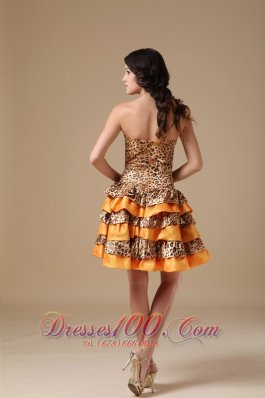 Multi-color Leopard and Taffeta Beading Prom Dress