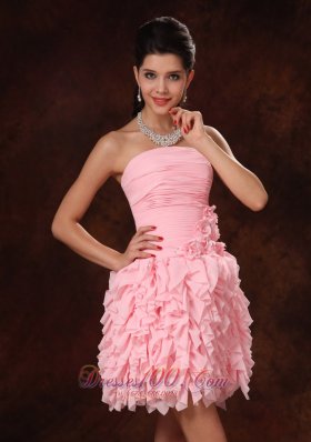 Pieces Ruffles Flowers Strapless 2013 Prom Gowns