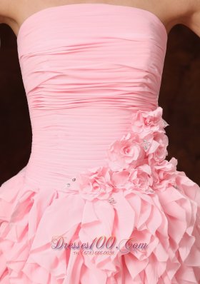 Pieces Ruffles Flowers Strapless 2013 Prom Gowns