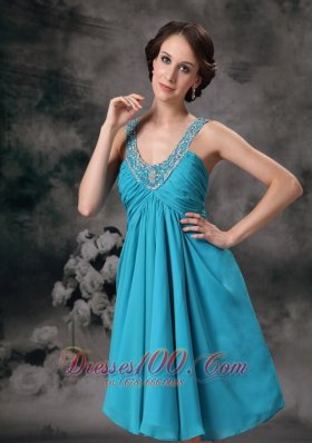 Empire V-neck Beaded Straps Prom Homecoming Dress