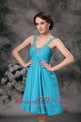 Empire V-neck Beaded Straps Prom Homecoming Dress