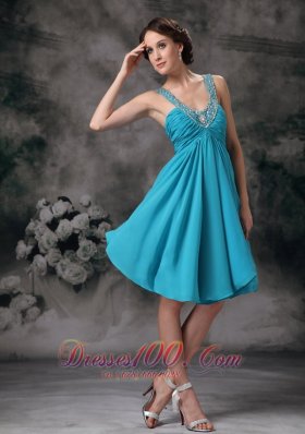 Empire V-neck Beaded Straps Prom Homecoming Dress