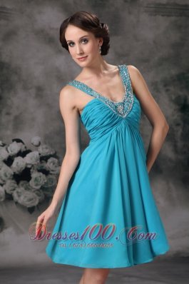 Empire V-neck Beaded Straps Prom Homecoming Dress