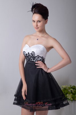 Black and White Appliques Prom / Homecoming Dress