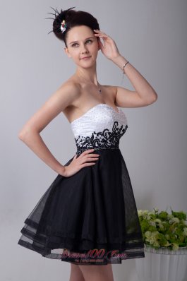 Black and White Appliques Prom / Homecoming Dress