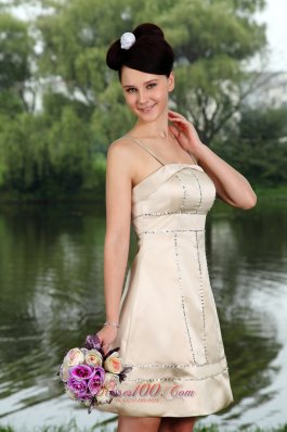 Spaghetti Straps Knee-length Beading Prom Homecoming Dress