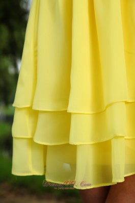 Yellow and White Empire Sash Prom Homecoming Dress