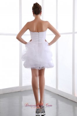 White Puffy Skirt Sweetheart Mini Flower Prom Graduation Dress