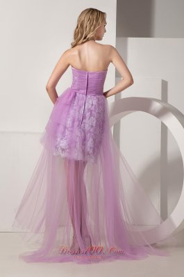 Hi Lo White AppliquesTaffeta andTulle Prom Dress