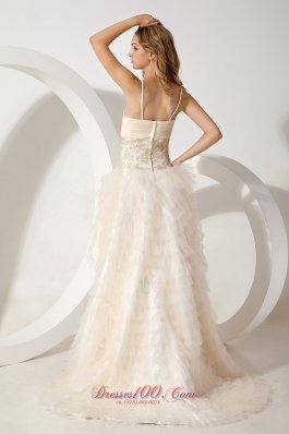 High-low Column Spaghetti Straps Wedding Dress