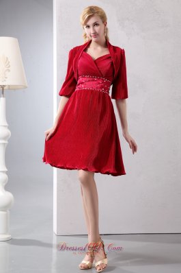 Wine Red Sepcial Fabric Beading Mother Bride Dress