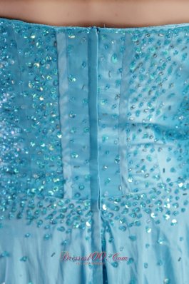 Aqua Mini Beading and Sequins Prom / Cocktail Dress