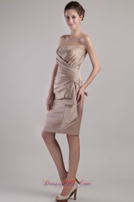 Chocolate Sheath Knee-length Pleats Mother Bride Dreses