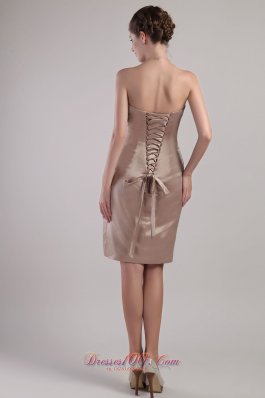 Chocolate Sheath Knee-length Pleats Mother Bride Dreses