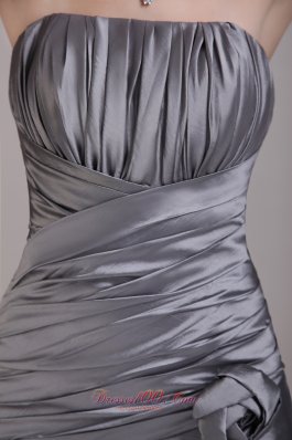 Grey A-line Mini Ruch Flowers Prom / Cocktail Dress