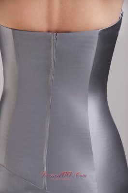 Grey A-line Mini Ruch Flowers Prom / Cocktail Dress