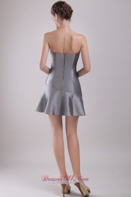 Grey A-line Mini Ruch Flowers Prom / Cocktail Dress