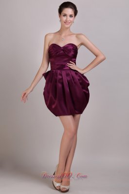 Burgundy Column Prom Cocktail Dress Ruch Sweetheart