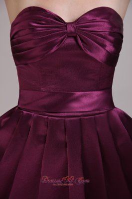 Burgundy Column Prom Cocktail Dress Ruch Sweetheart