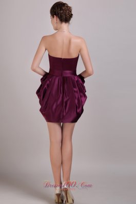 Burgundy Column Prom Cocktail Dress Ruch Sweetheart