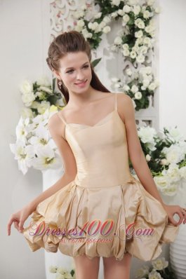 Champagne A-Line Spaghetti Straps Short Bridesmaid Dress