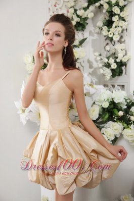 Champagne A-Line Spaghetti Straps Short Bridesmaid Dress